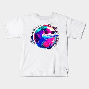 Vaporwave space gator - Swamping up a psychedelic storm Kids T-Shirt